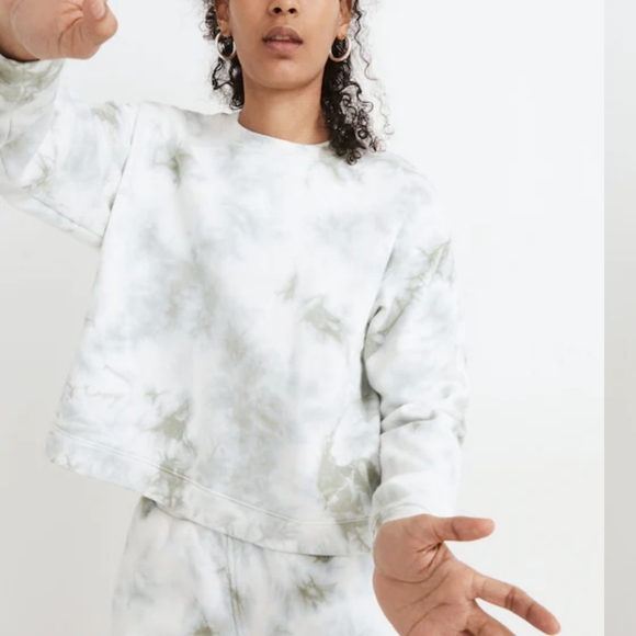 Madewell Tops - Madewell Tie Dye Swing Sweatshirt Size XS Gray/White